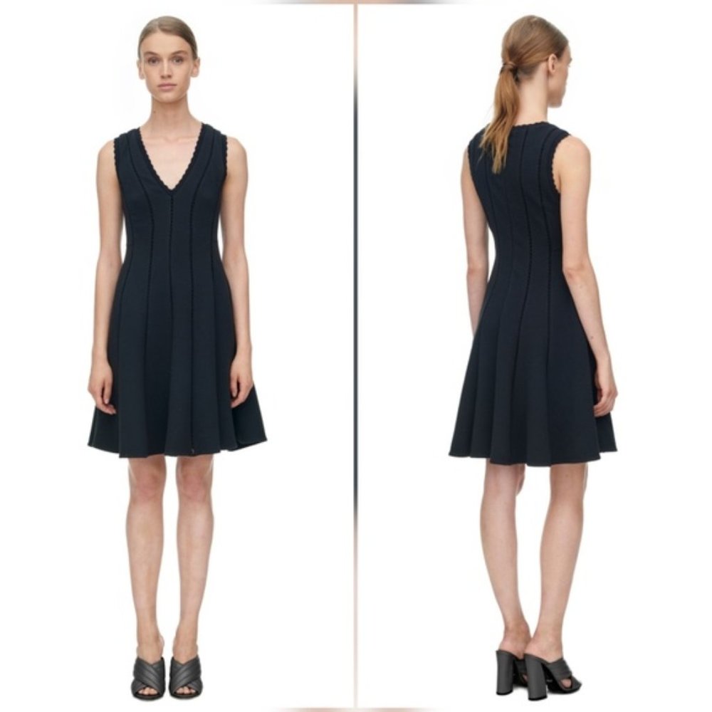 Rebecca Taylor Sleeveless Black Dress Size 2 Jacquard Knit Fit and Flare